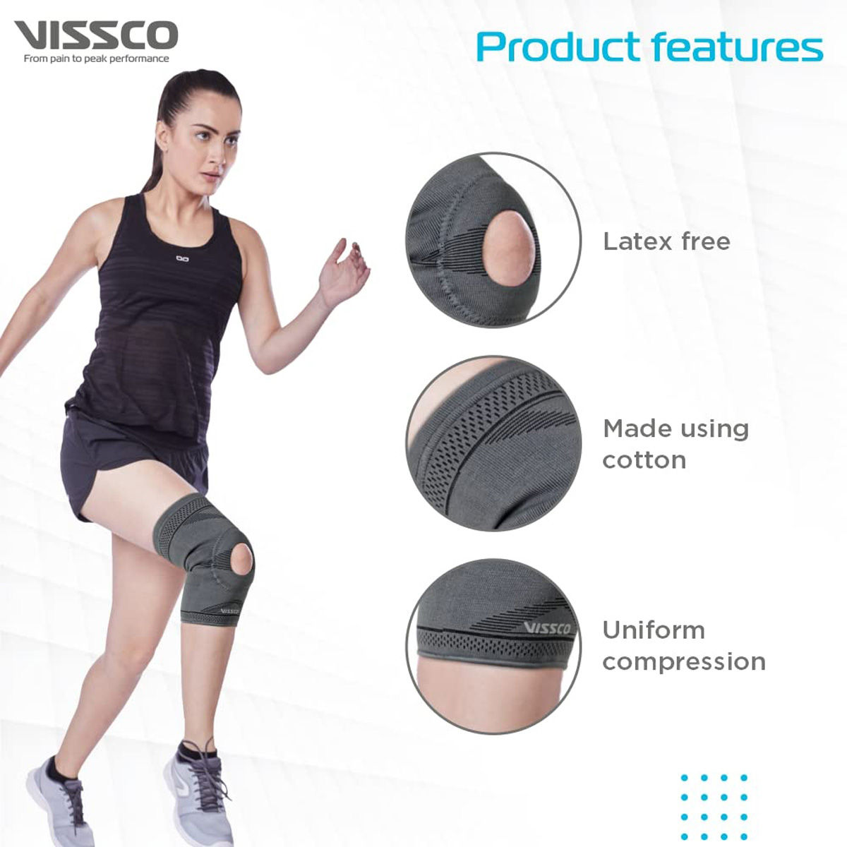 Vissco Knee Cap Large with Open Patella Hole, 1 Count Price, Uses, Side ...