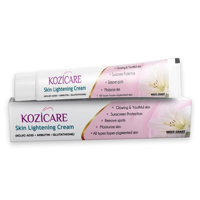 Kozicare Skin Lightening Cream 15 gm | Kojic Acid, Arbutin &amp; Glutathione | Moisturises Skin | Removes Spots | Sun Protection | Gives Glowing &amp; Youthful Skin | For All Type Of Hyperpigmented Skin, Pack of 1