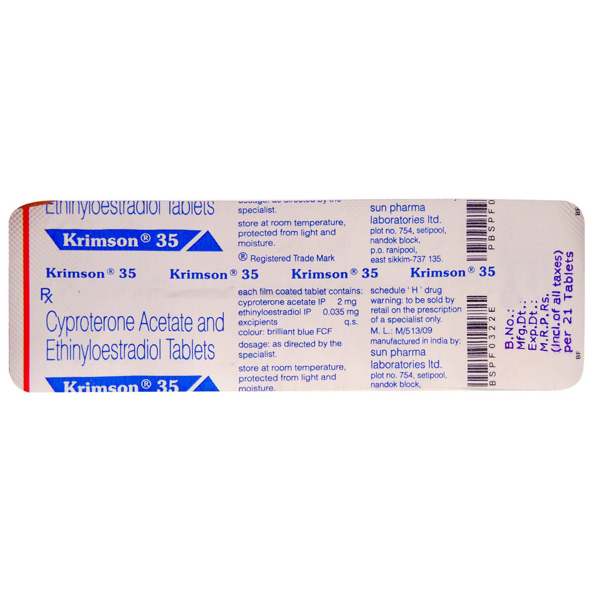 Krimson 35 mg Tablet 21's Price, Uses, Side Effects, Composition