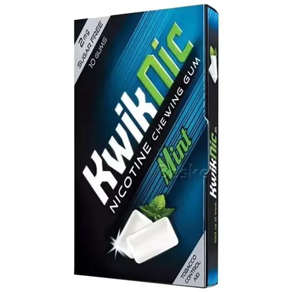 Kwiknic Nicotine 2 mg Mint Flavour, 6 Chewing Gum, Pack of 1