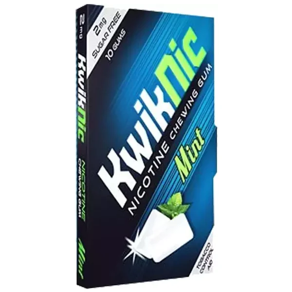 Kwiknic Nicotine 2 mg Mint Flavour, 10 Chewing Gum, Pack of 1