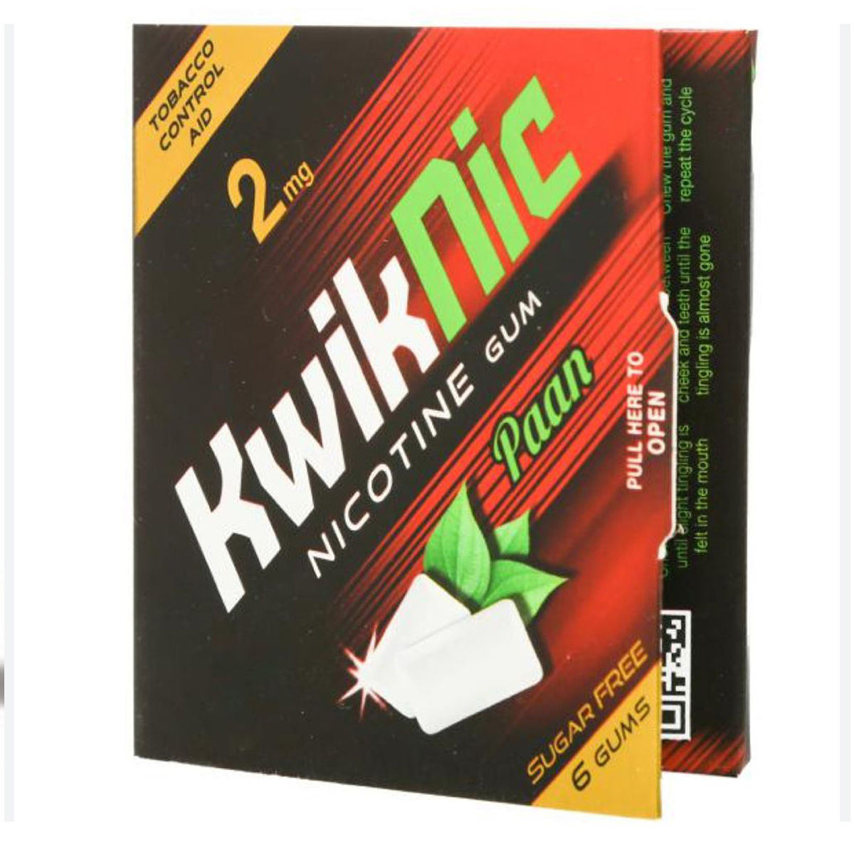 Kwiknic Nicotine 2 mg Paan Flavour, 6 Chewing Gum, Pack of 1 