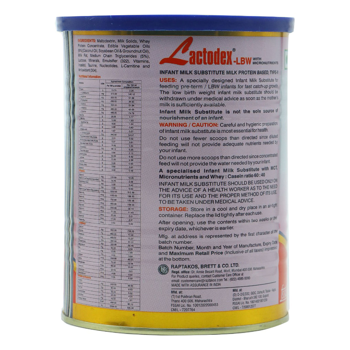Lactodex-LBW Premature Baby Powder for Born Before 37 Weeks, 400 gm Tin ...