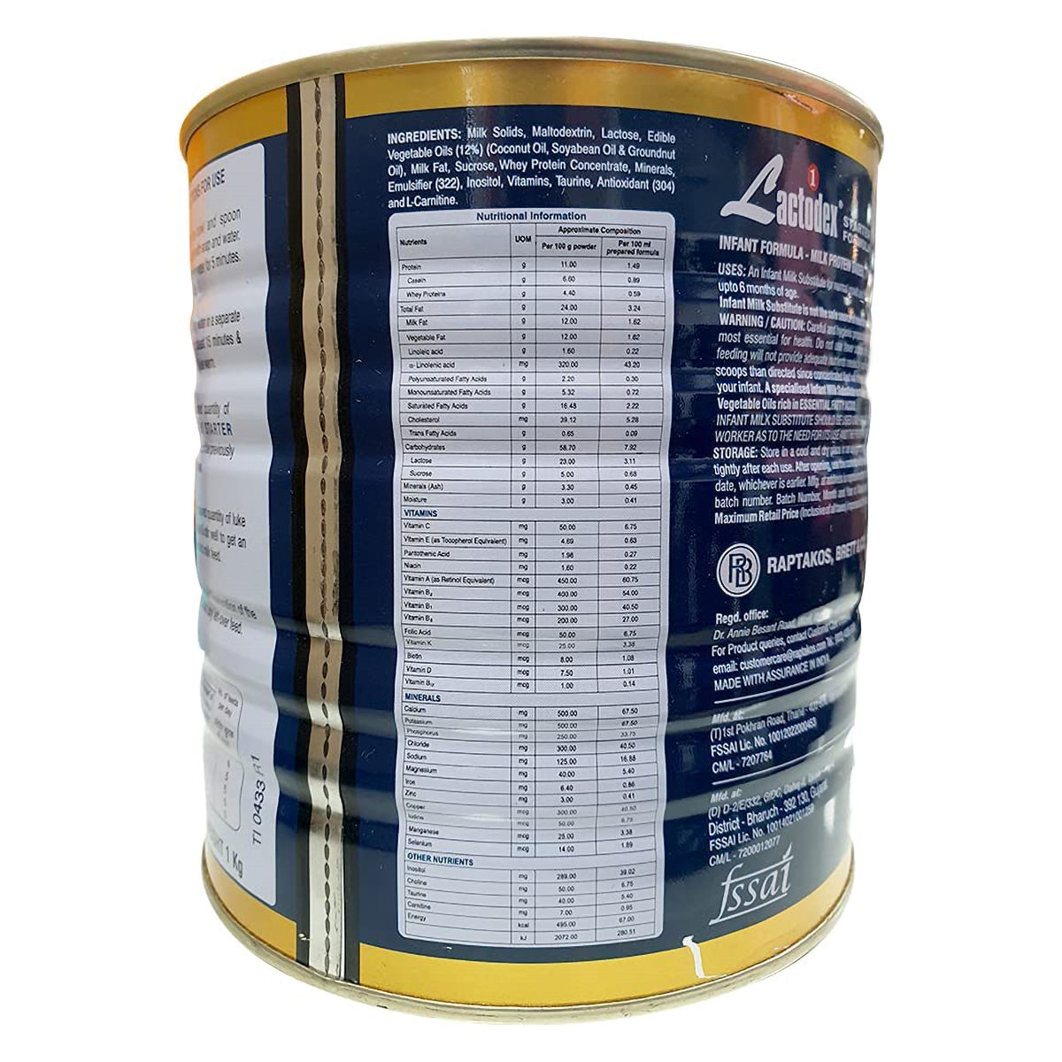 Lactodex Starter Formula Stage 1 Powder for Up to 6 Months, 1 kg Tin