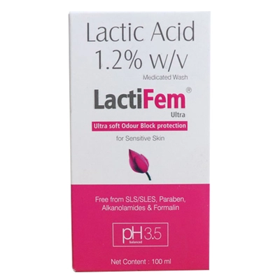 Lactifem Ultra 1.2% Medicated Wash 100 ml, Pack of 1