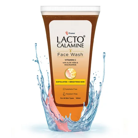 Lacto Calamine Vitamin-C Face Wash 100 ml | Vitamin C, Aloe Vera & Niacinamide | Exfoliates & Hydrates Skin | For Brighter & Glowing Skin | For All Skin Type