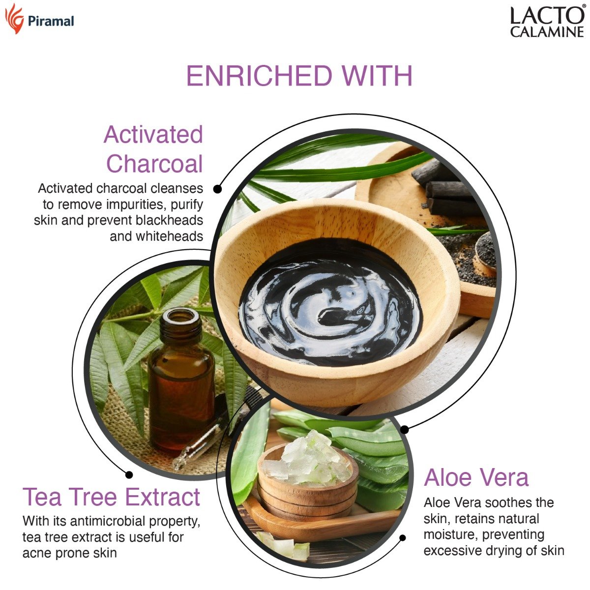 Lacto Calamine Face Wash 100 ml | With Activated Charcoal, Aloe Vera & Tea Tree Extract | For Deep Skin Detox | Deep Pore Cleansing | Removes Excess Oil, Impurities, Blackheads & Whiteheads | For All Skin Type, Pack of 1 Lacto Calamine Face Wash 100 ml | With Activated Charcoal, Aloe Vera & Tea Tree Extract | For Deep Skin Detox | Deep Pore Cleansing | Removes Excess Oil, Impurities, Blackheads & Whiteheads | For All Skin Type, Pack of 1