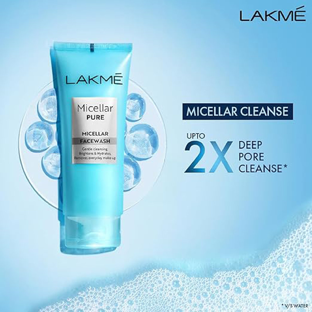 Lakme Micellar Pure Micellar Face Wash 120 ml | Gentle Cleansing | Removes Makeup | Brightens & Hydrates Skin | Deep Pore Cleansing | For All Skin Type, Pack of 1 Lakme Micellar Pure Micellar Face Wash 120 ml | Gentle Cleansing | Removes Makeup | Brightens & Hydrates Skin | Deep Pore Cleansing | For All Skin Type, Pack of 1
