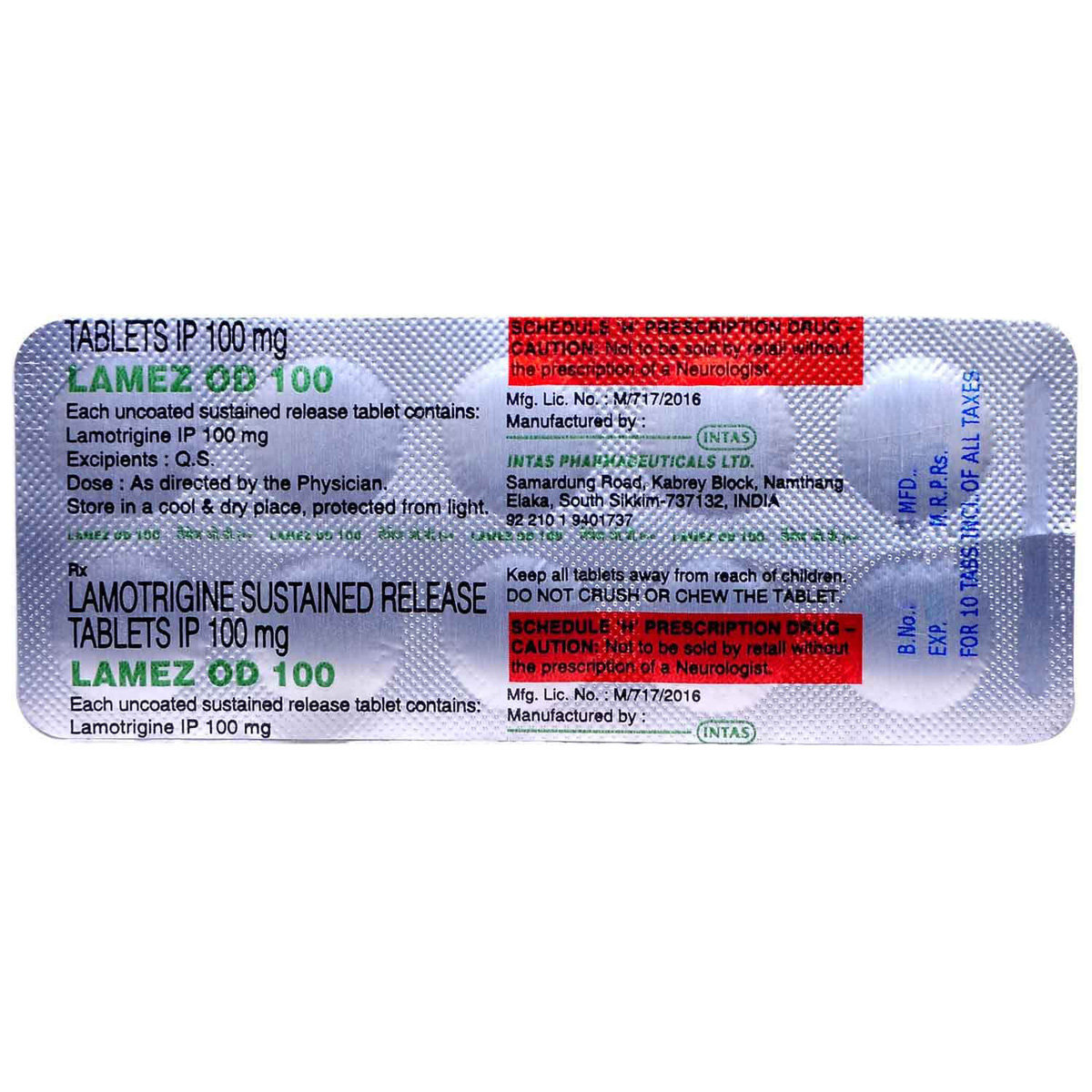 Lamez OD 100 Tablet 10's, Pack of 10 TABLETS Lamez OD 100 Tablet 10's, Pack of 10 TABLETS