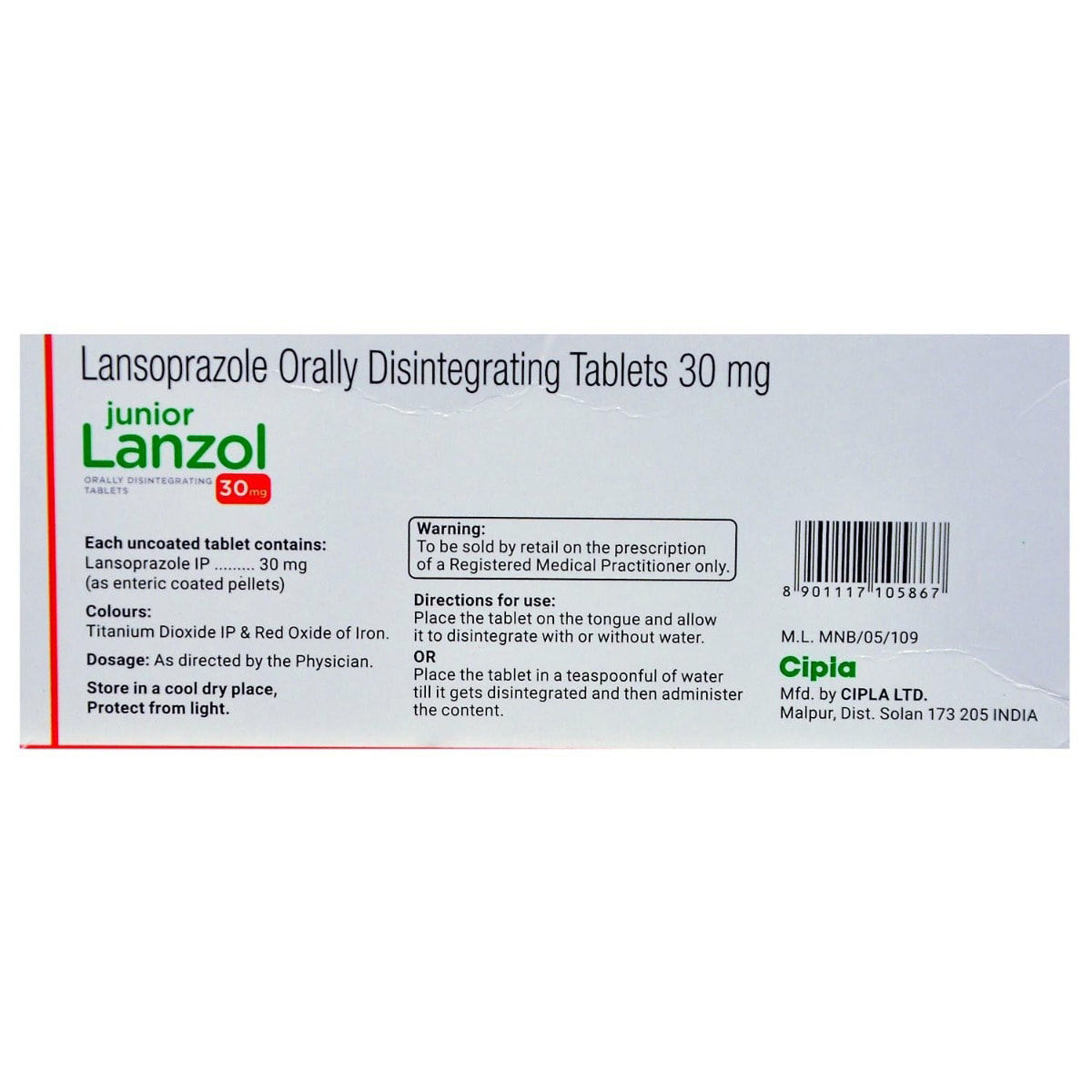 Lanzol Junior 30mg Tablet 10's Price, Uses, Side Effects, Composition