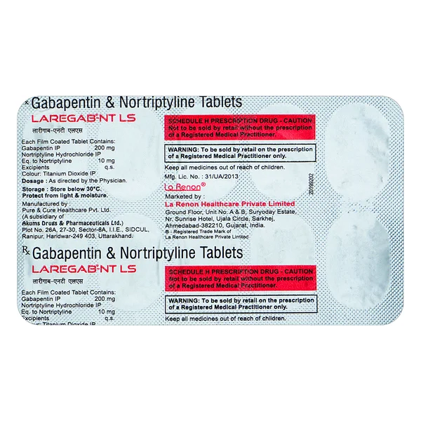 Laregab-NT LS 200/10 Tablet 10's , Pack of 10 TABLETS