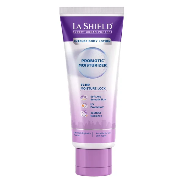 La Shield Probiotic Moisturizer Intense Body Lotion 100 gm | Restores Skin Microbiome | 72Hrs Moisture Lock | Provides UV Protection | Youthful Radiance | For Soft &amp; Smooth Skin | For All Skin Type, Pack of 1