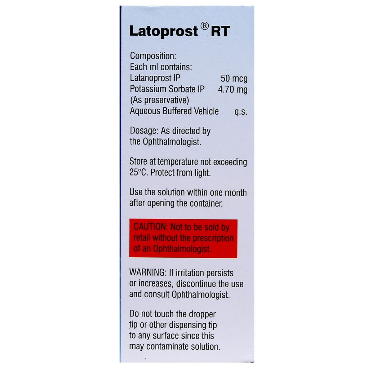 Latoprost RT BKC Free Eye Drops 2.5 ml Price, Uses, Side Effects