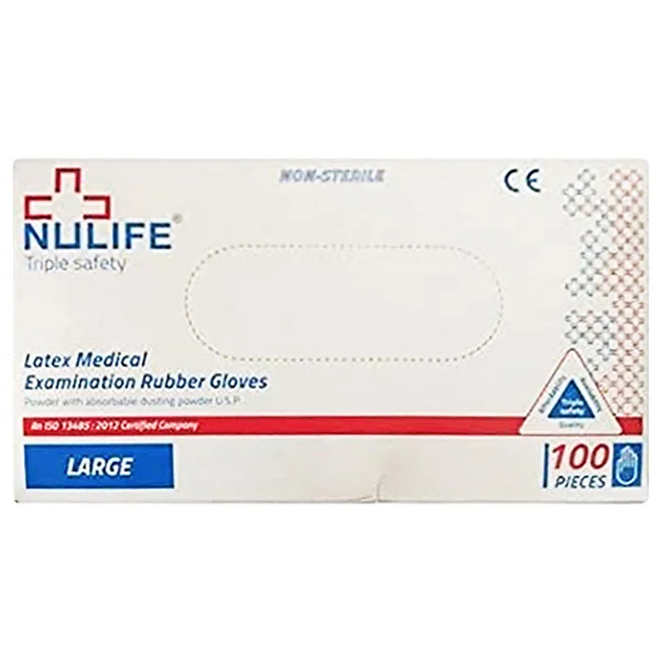 Latex Exami Gloves Nulife Medium, 100 Count