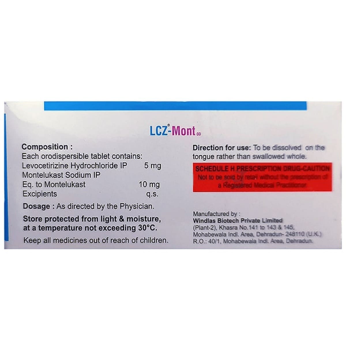 LCZMont OD Tablet 10's Price, Uses, Side Effects, Composition Apollo