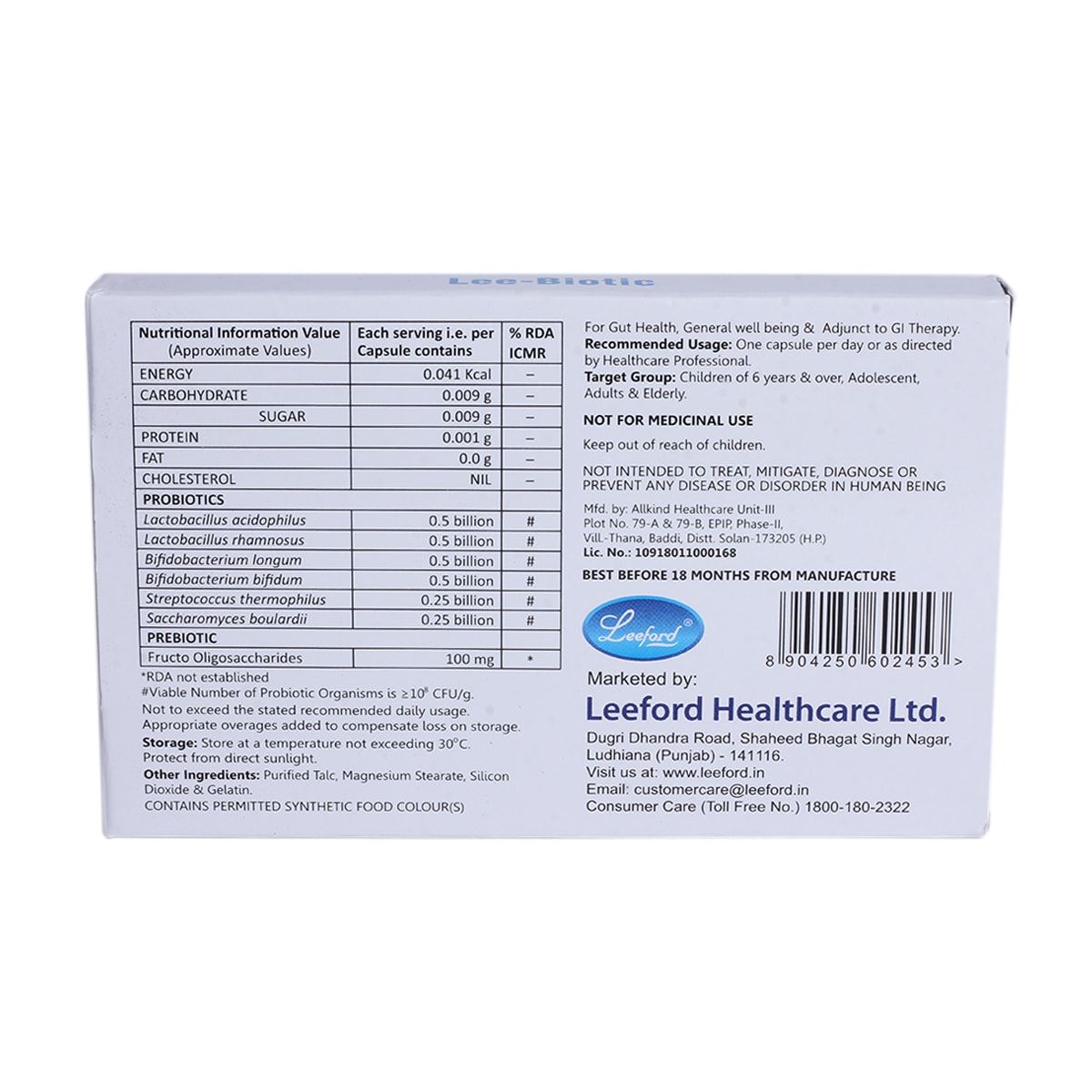 LeeBiotic Capsule 10's Price, Uses, Side Effects, Composition Apollo