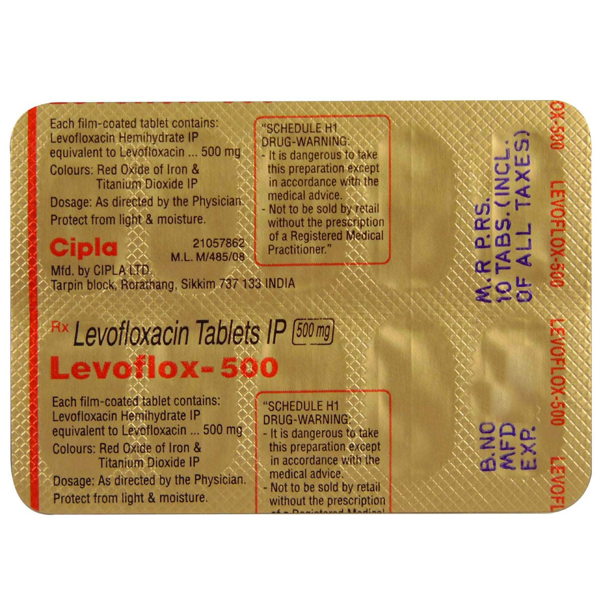 Levoflox 500 Tablet 10's, Pack of 10 TABLETS Levoflox 500 Tablet 10's, Pack of 10 TABLETS
