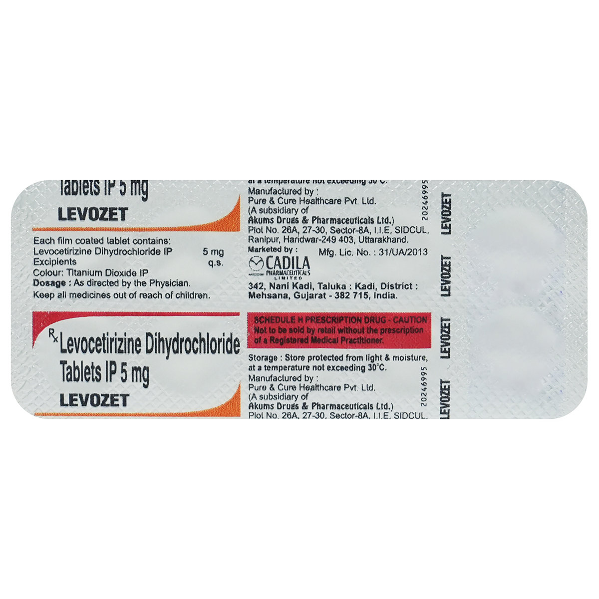 Levozet 5 mg Tablet 10's, Pack of 10 TABLETS Levozet 5 mg Tablet 10's, Pack of 10 TABLETS