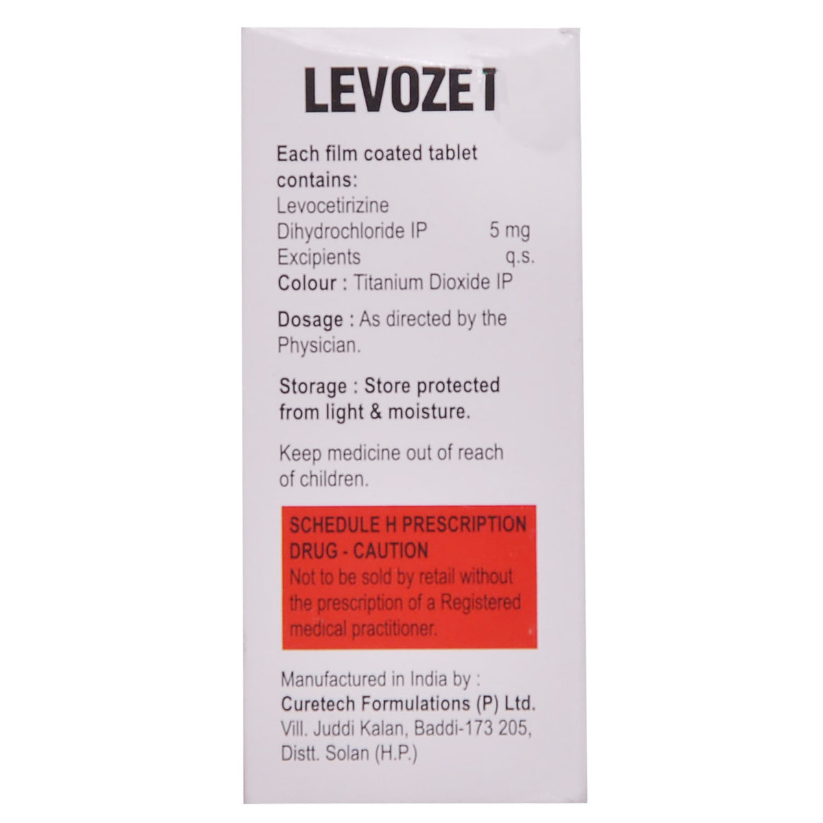 Levozet 5 mg Tablet 10's, Pack of 10 TABLETS Levozet 5 mg Tablet 10's, Pack of 10 TABLETS