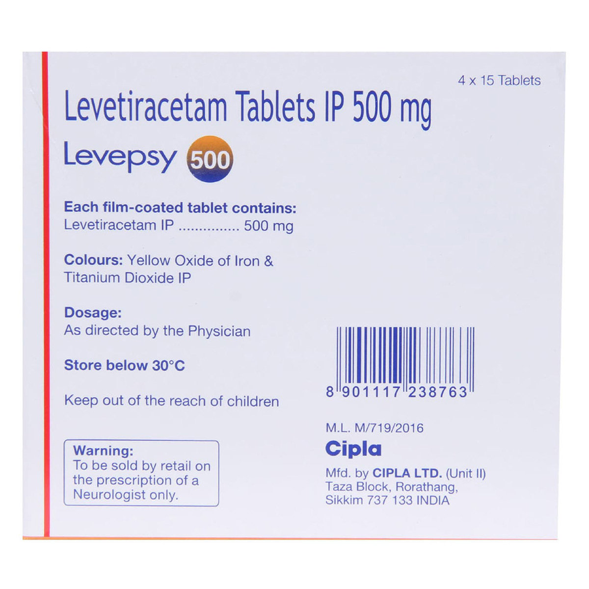 Levepsy 500 Tablet 15's, Pack of 15 TABLETS Levepsy 500 Tablet 15's, Pack of 15 TABLETS
