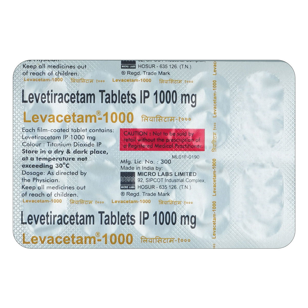 Levacetam-1000 Tablet 10's, Pack of 10 TabletS Levacetam-1000 Tablet 10's, Pack of 10 TabletS