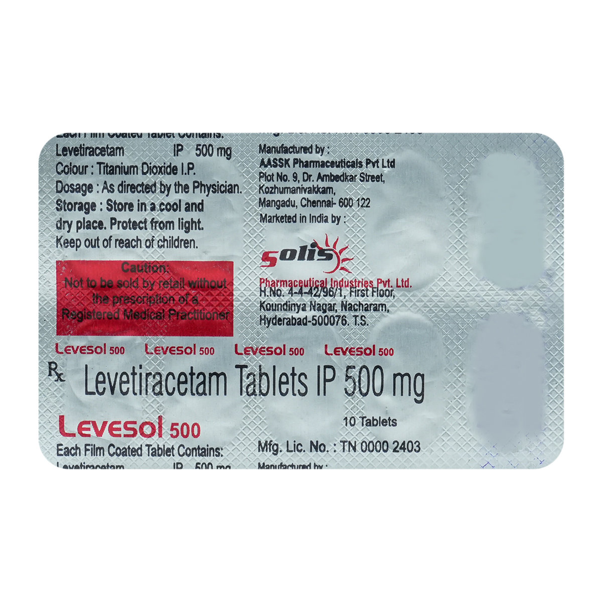Levesol 500 mg Tablet 10's, Pack of 10 TabletS Levesol 500 mg Tablet 10's, Pack of 10 TabletS