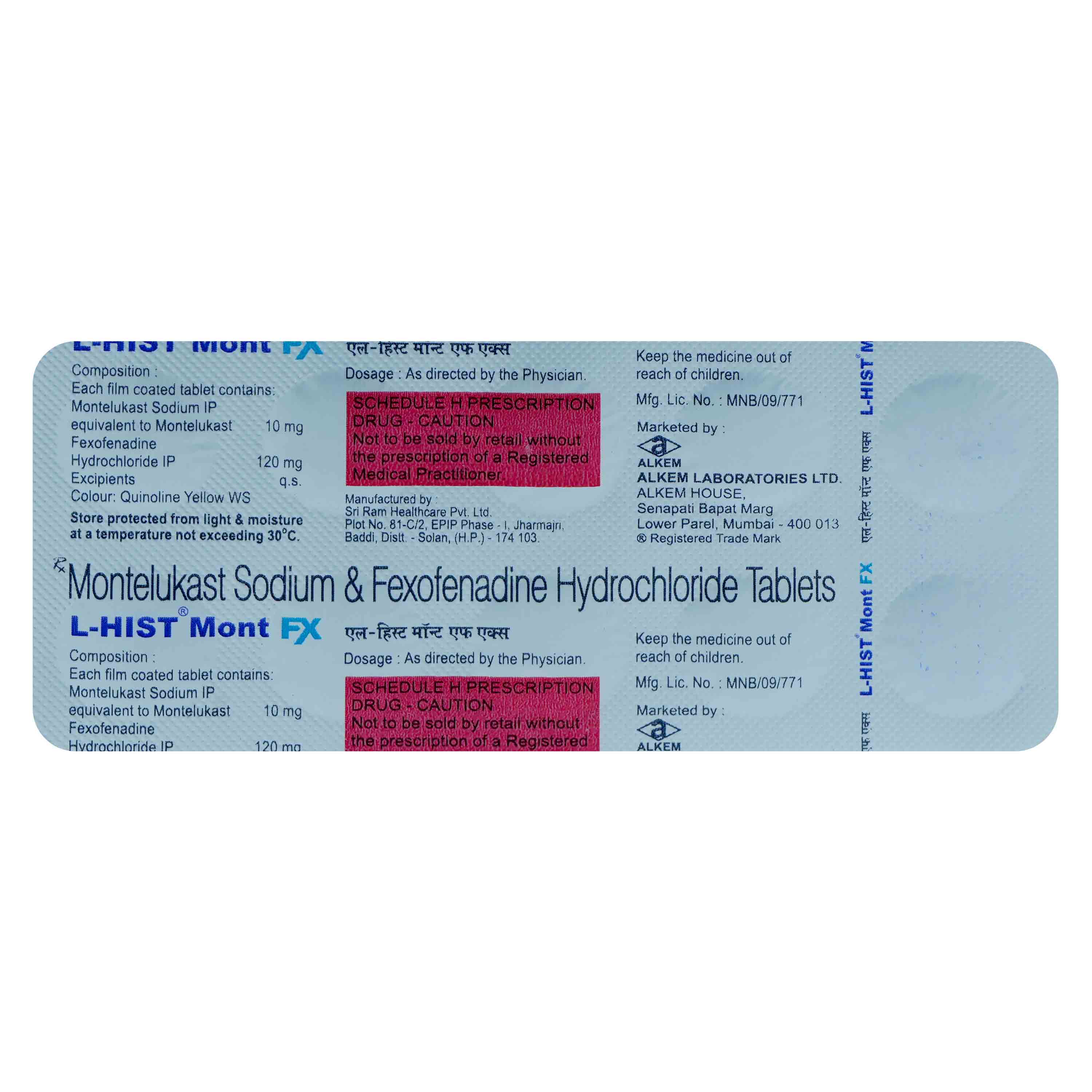 L-Hist Mont FX 10 mg/120 mg Tablet 10's, Pack of 10 TabletS L-Hist Mont FX 10 mg/120 mg Tablet 10's, Pack of 10 TabletS