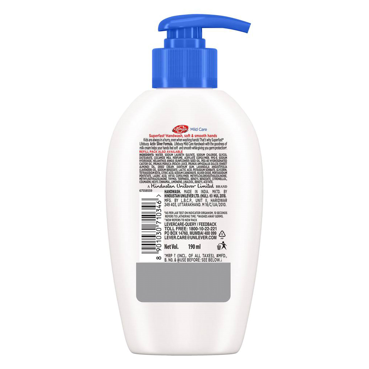 Lifebuoy Mild Care Germ Protection Hand Wash 190 ml | With Activ Silver Formula | Provides Germ Protection In 10 Seconds | Keep Hands Soft & Smooth, Pack of 1 Lifebuoy Mild Care Germ Protection Hand Wash 190 ml | With Activ Silver Formula | Provides Germ Protection In 10 Seconds | Keep Hands Soft & Smooth, Pack of 1