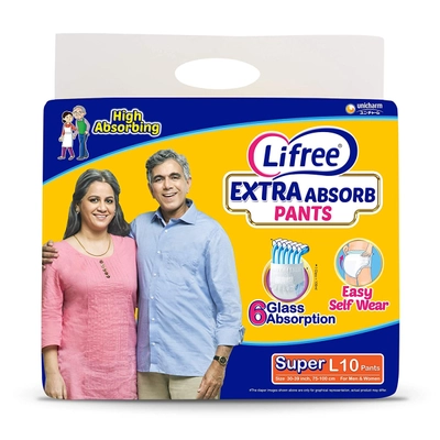 Lifree Extra Absorb Adult Diaper Pants Large, 10 Count, Pack of 1