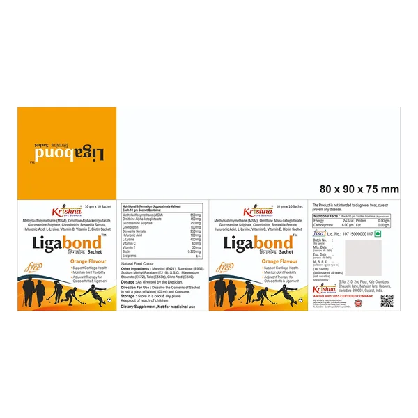 Ligabond Sugar Free Orange Flavour Sachet 10 gm