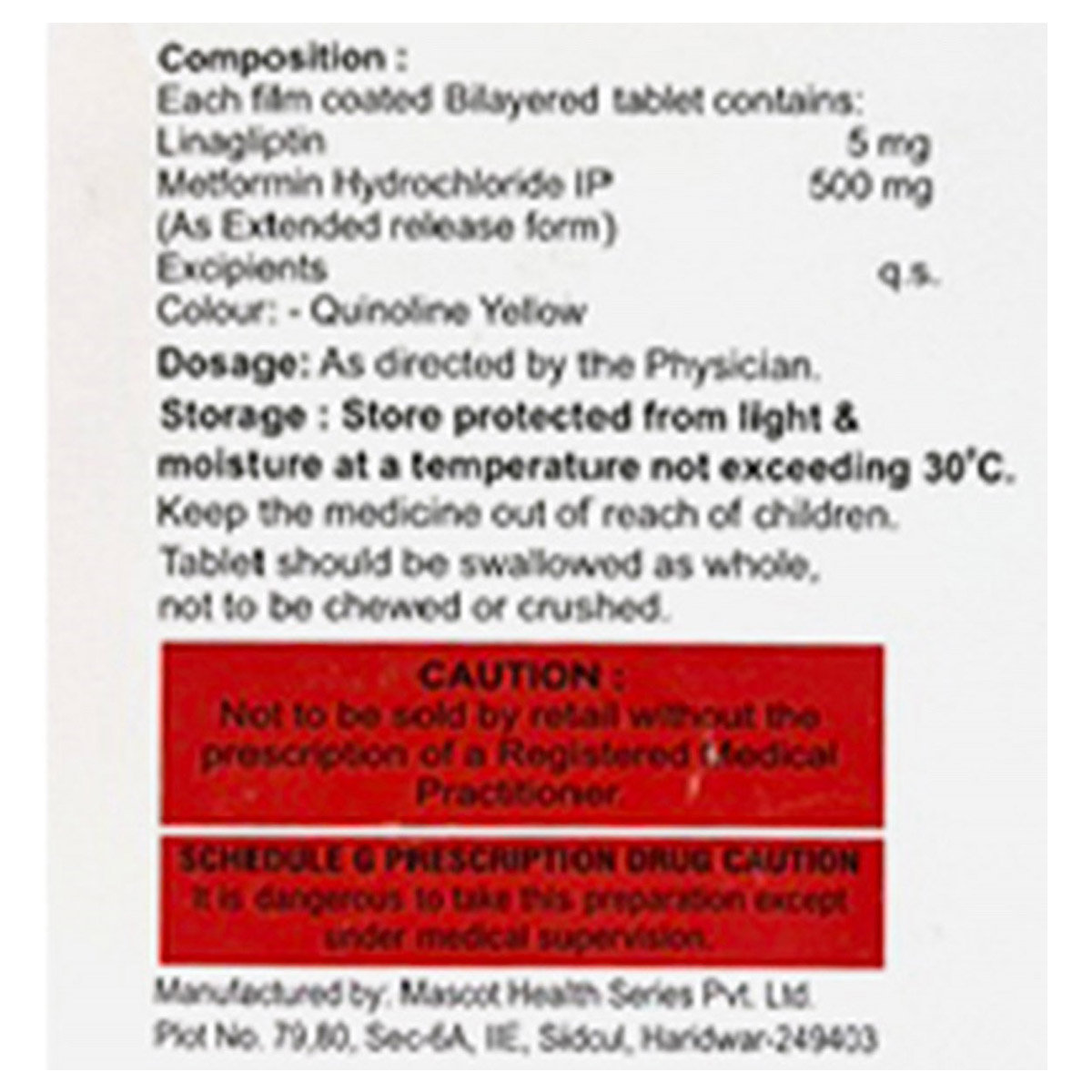 Linanext-M ER 5/500 Tablet 10's, Pack of 10 TabletS Linanext-M ER 5/500 Tablet 10's, Pack of 10 TabletS