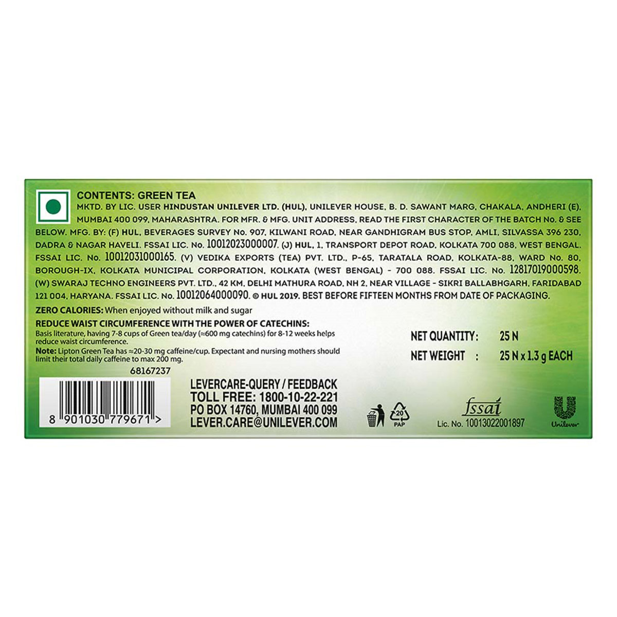 Lipton Pure & Light Green Tea Bags, 25 Count, Pack of 1 Lipton Pure & Light Green Tea Bags, 25 Count, Pack of 1