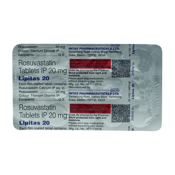 Lipitas 20 mg Tablet 15's, Pack of 15 TabletS