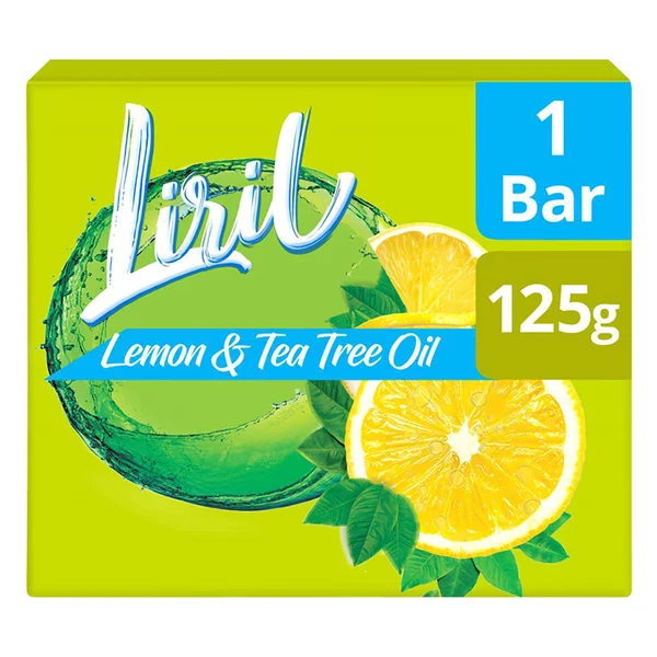 Liril Lemon &amp; Tea Tree Oil Soap 125 gm | With 100% Natural Lemon Extract &amp; Tea Tree Oil | Gently Cleanses | Long lasting Fresh Fragrance | Keep Skin Healthy, Pack of 1