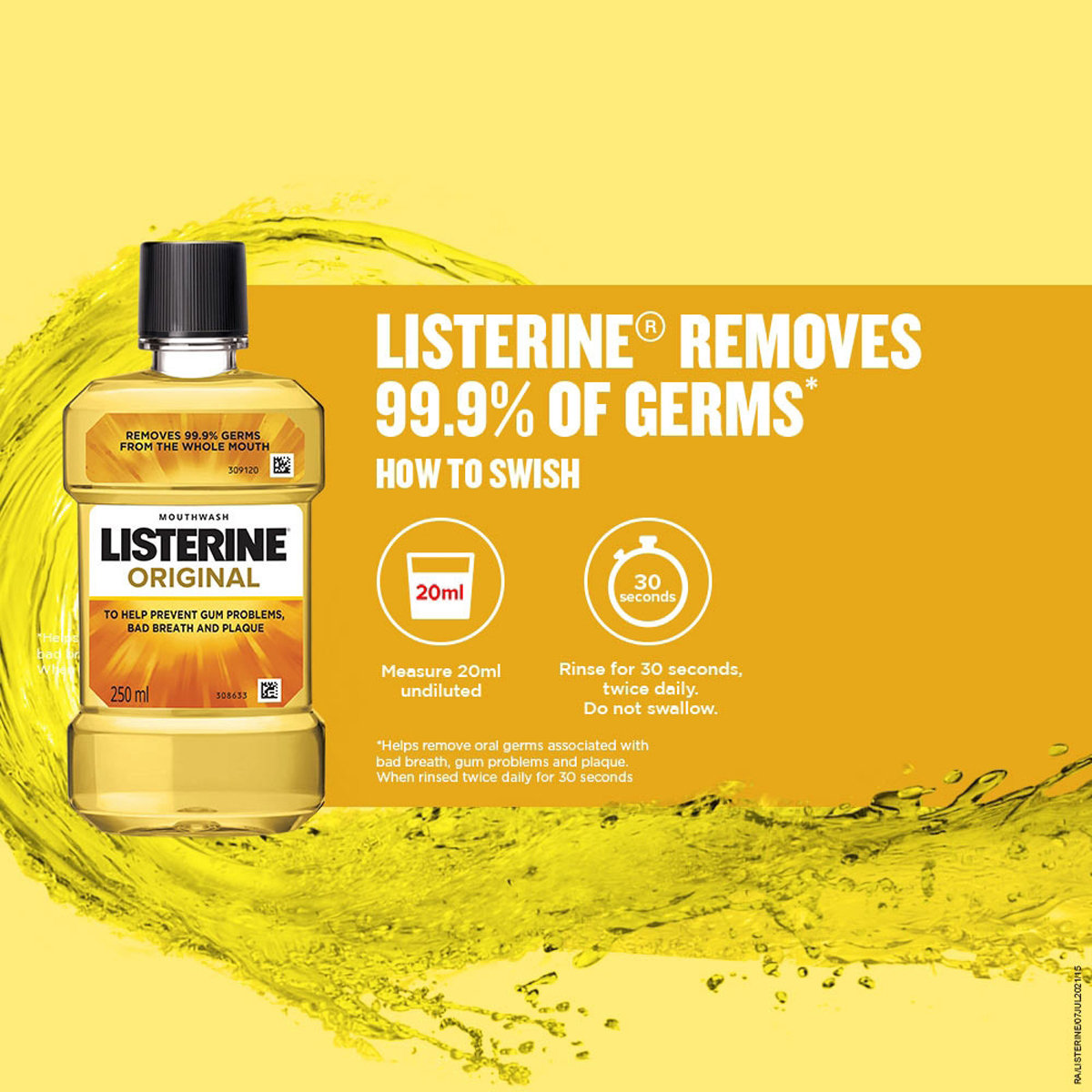 Listerine Original Mouthwash, 250 ml, Pack of 1 Listerine Original Mouthwash, 250 ml, Pack of 1