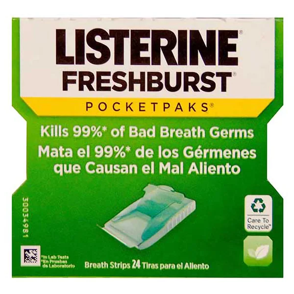 Listerine Fresh Burst Pocket Paks Breath Freshener Strips, 24 Count, Pack of 1