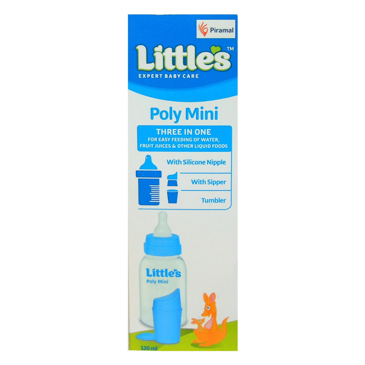 Little's Poly Mini Blue Feeding Bottle, 120ml, Pack of 1 Little's Poly Mini Blue Feeding Bottle, 120ml, Pack of 1