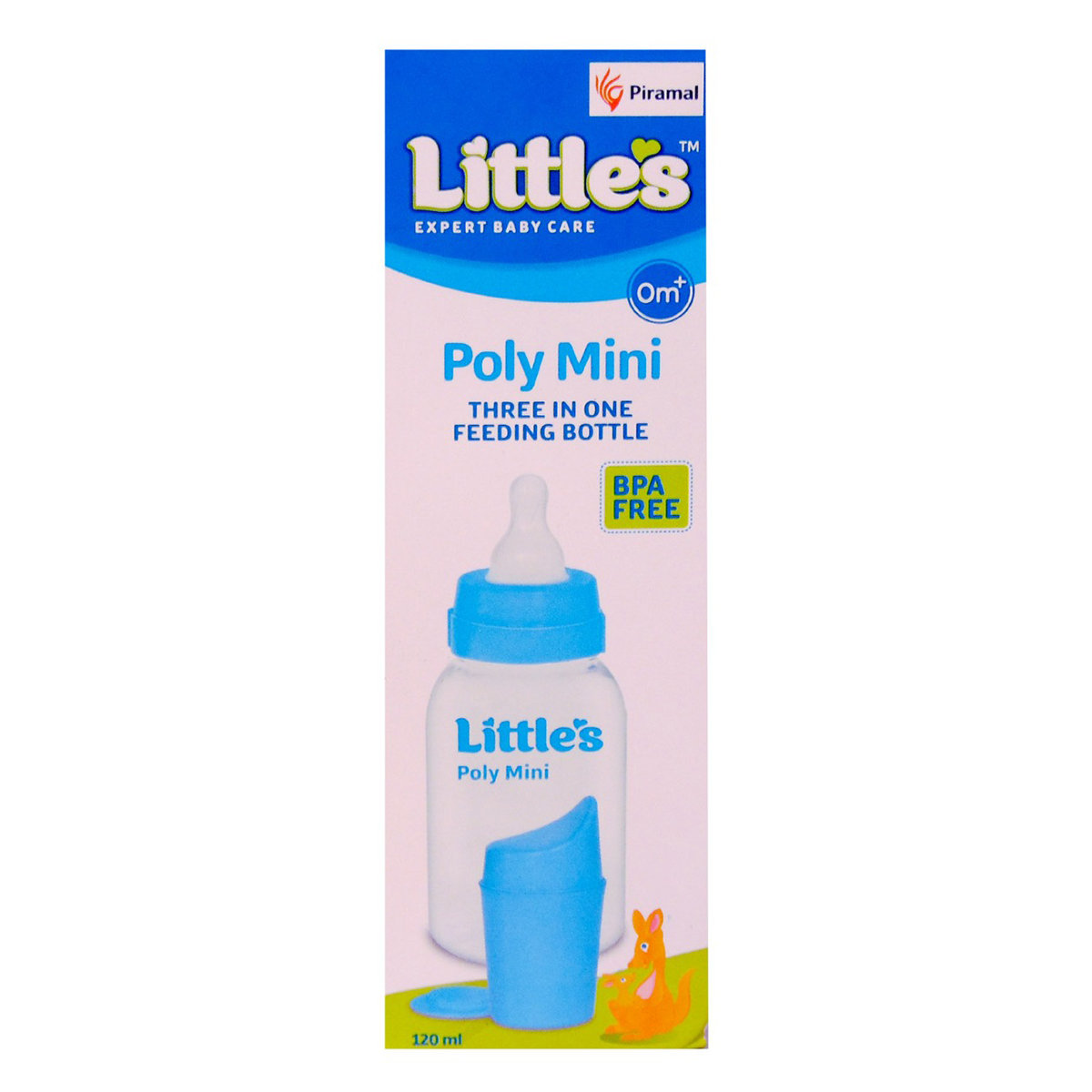 Little's Poly Mini Blue Feeding Bottle, 120ml, Pack of 1 Little's Poly Mini Blue Feeding Bottle, 120ml, Pack of 1