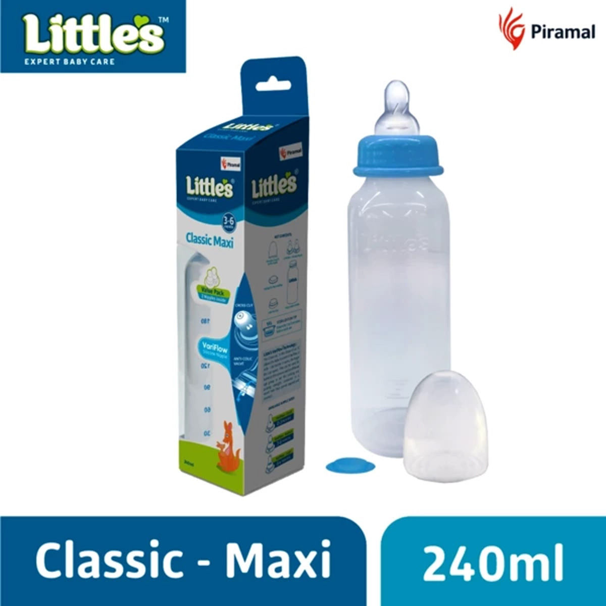 Buy Little's Classic Maxi Blue Feeding Bottle, 240 ml Online
