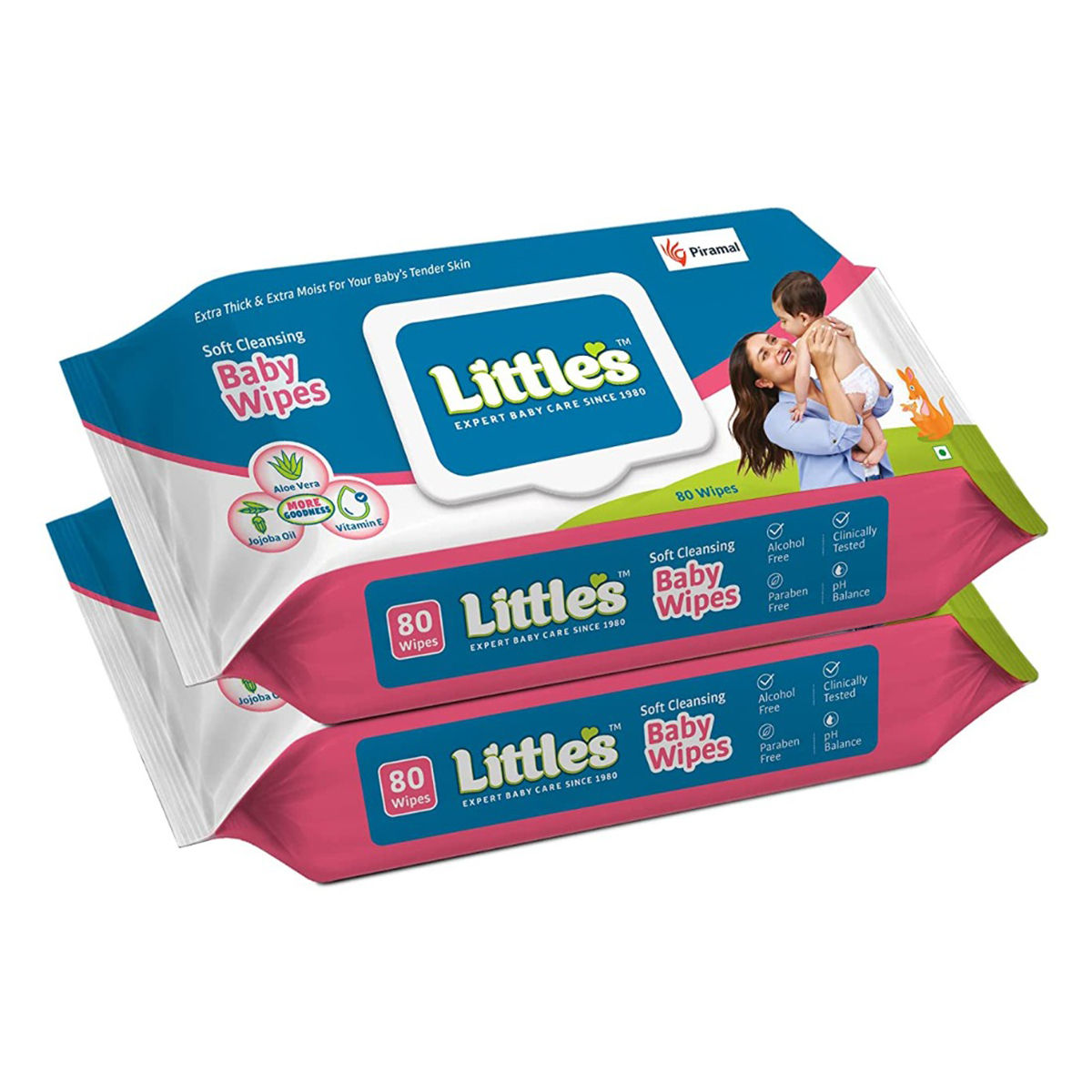 Buy Little's Soft Cleansing Baby Wipes Lid, 160 (2x80) Online