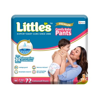 Little's Premium Comfy Baby Diapers Pants Medium, 72 Count, Pack of 1