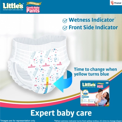 Little's Premium Comfy Baby Diapers Pants Medium, 72 Count, Pack of 1