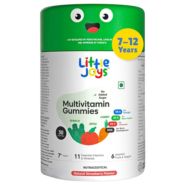 Little Joys 7+ Years Strawberry Flavor MultiVitamin Gummies, 30 Count, Pack of 1