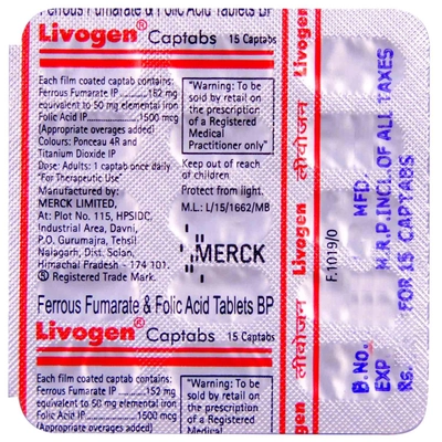 Livogen Captabs 15's, Pack of 15 TABLETS