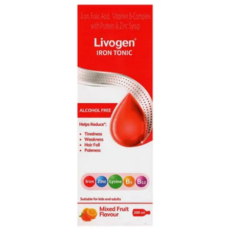 Livogen Iron Tonic Mixed Fruit Flavour Syrup 200 ml
