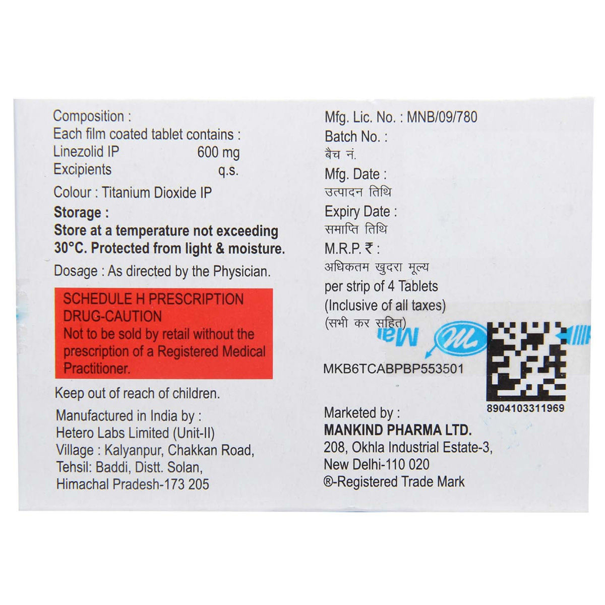 Lizoforce-600 Tablet 4's Price, Uses, Side Effects, Composition ...