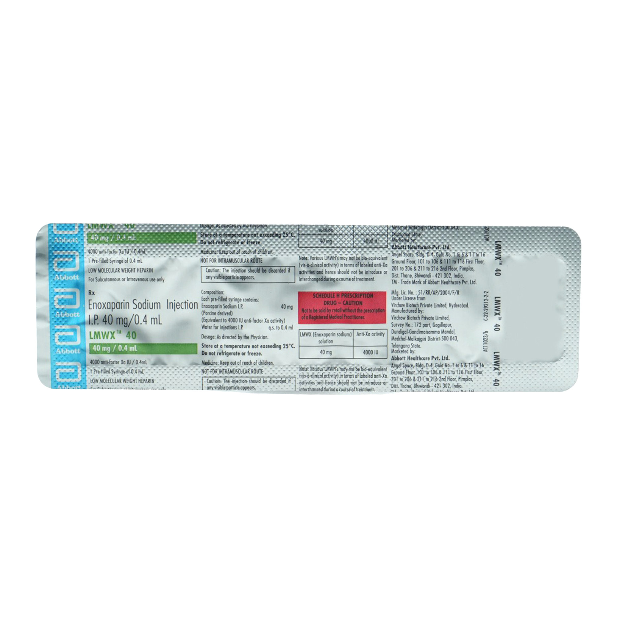 Lmwx 40 Injection 0.4 ml, Pack of 1 INJECTION Lmwx 40 Injection 0.4 ml, Pack of 1 INJECTION