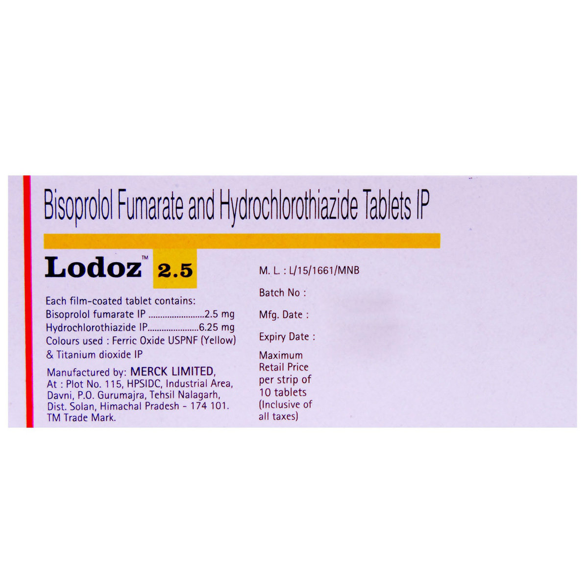 Lodoz 2.5 Tablet 10's, Pack of 10 TABLETS Lodoz 2.5 Tablet 10's, Pack of 10 TABLETS
