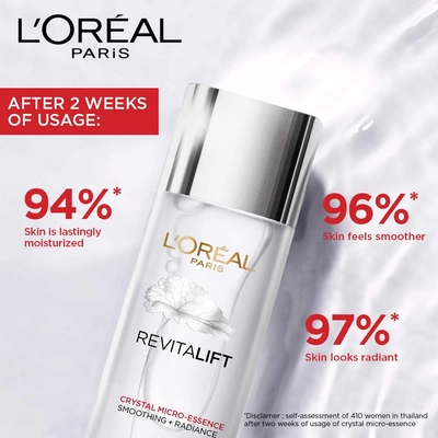 L'Oreal Paris Revitalift Crystl Micro-Essence 65 ml | Salicylic Acid &amp; Centella Asiatica | For Bright &amp; Crystal Clear Skin | Ultra Lightweight | Non Sticky, Pack of 1