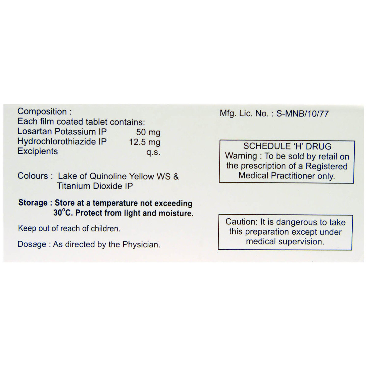 Losakind-H Tablet 10's, Pack of 10 TABLETS Losakind-H Tablet 10's, Pack of 10 TABLETS